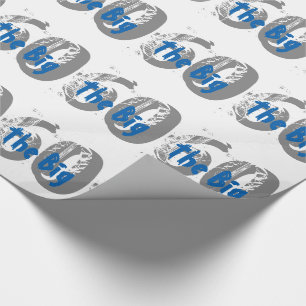 Die großen 60, Geburtstag, Grau, blauer Text auf Geschenkpapier
