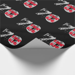 Die großen 70, Geburtstag, Schwarzes, roter Text Geschenkpapier