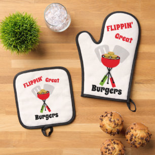 Die großen Burgers von Flippin Ofenhandschuh & Topflappen-Set