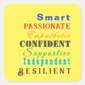 Die großen Frauen Spaß farbenfroh gelb Quadratischer Aufkleber (Vorderseite)