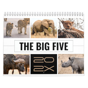 Die großen fünf Wildtiere Afrikanische Safari-Foto Kalender