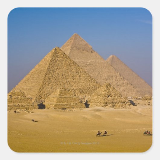 Die großen Pyramiden von Gizeh, Ägypten Quadratischer Aufkleber (Vorderseite)