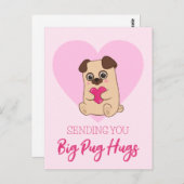 Die großen Schläger des Mops | Funny Niedlich Pink Postkarte (Vorne/Hinten)