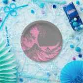 Die großen Wave Paper-Teller rosa und grau Pappteller (Party)