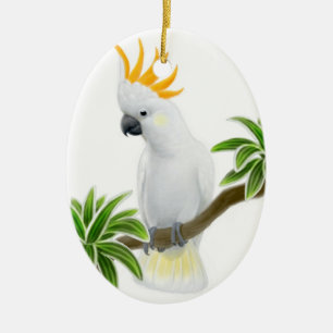 Die größere zitronengelbe Cockatoo-Verzierung Keramik Ornament