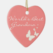 Die Großmutter-Rosa-Schmetterlings-Herz-Verzierung Keramik Ornament (Rechts)