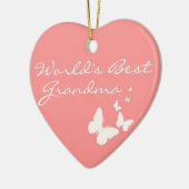 Die Großmutter-Rosa-Schmetterlings-Herz-Verzierung Keramik Ornament (Links)