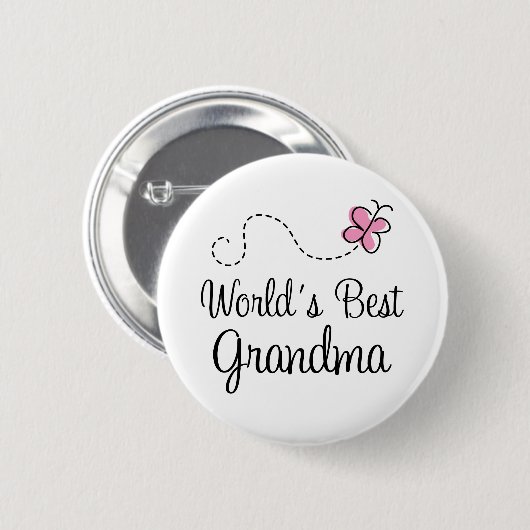 Die Großmutter-Schmetterlings-Geschenk der Welt Button (Vorne & Hinten)