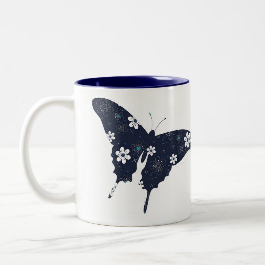 Die Großmutter-Tassen-Blau-Schmetterling der Welt Zweifarbige Tasse (Links)