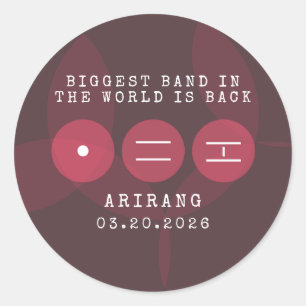 Die größte Band der Welt ist zurück ARIRANG Comeba Runder Aufkleber