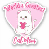 Die größte Cat-Mama der Welt Funny Niedlich Pink H Aufkleber (Vorderseite)