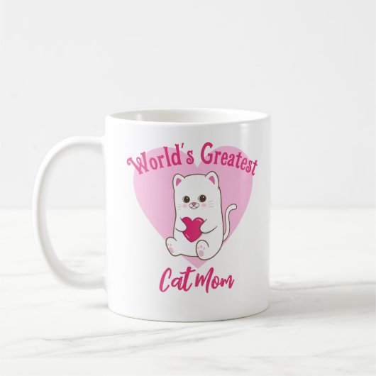 Die größte Cat-Mama der Welt Funny Niedlich Pink H Kaffeetasse (Links)
