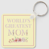 Die größte Mama der Welt Gelb und Blüte Schlüsselanhänger (Rückseite)