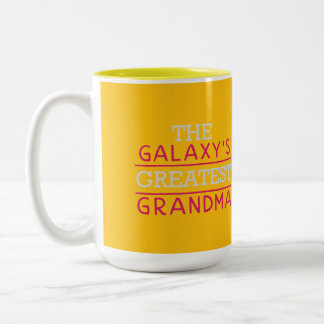 Die größte Oma der Galaxie Gelb und Grün Flo Zweifarbige Tasse