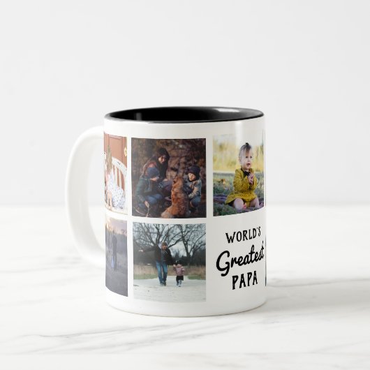 Die größte Papa-Custom-Foto-Tasse der Welt Zweifarbige Tasse (Vorderseite Links)