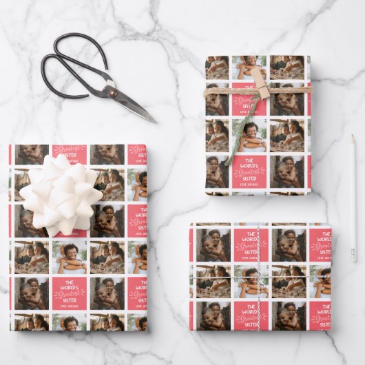 Die größte Schwester-FotoCollage der Welt Geschenkpapier Set (Vorderseite)