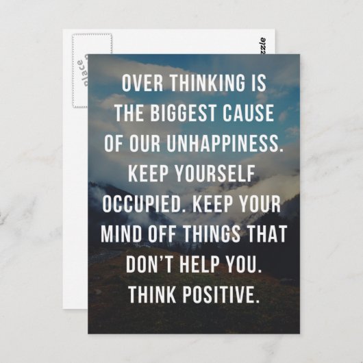 Die größte Ursache für Unglück Zitat Postkarte (Vorne/Hinten)