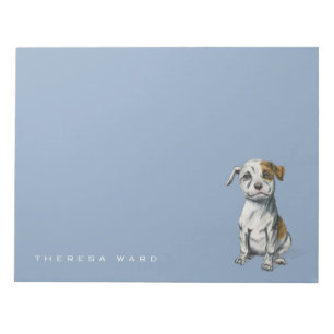 Die Gruben-Stier-Welpen-Skizze, die   zeichnet, Notizblock