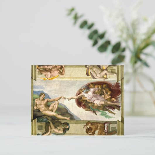 Die Gründung von Adam durch Michelangelo Kunst Postkarte (Stehend Vorderseite)