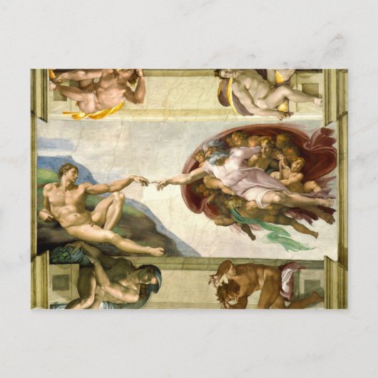 Die Gründung von Adam durch Michelangelo Kunst Postkarte (Vorderseite)