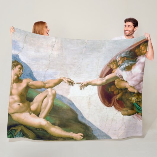 Die Gründung von Adam, Michelangelo Fleecedecke (Beispiel)