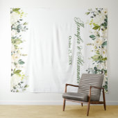 Die Grüne des White Roses Wedding Foto Stand im Hi Wandteppich (Beispiel (Horizontal))