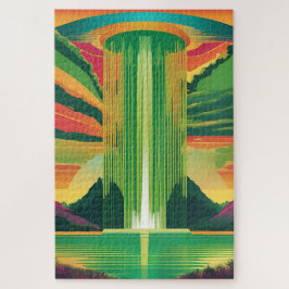 Die grüne Farbe von Pop Art in einer Landschaft Puzzle