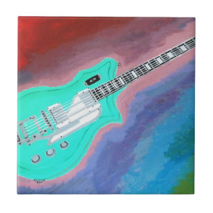 Die grüne Gitarre dekoriert Fliesen