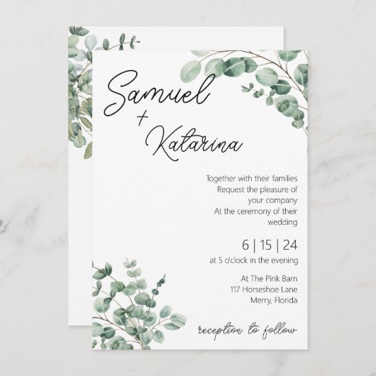 Die grüne Hochzeit mit Details Save The Date (Vorne/Hinten)