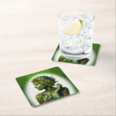 Die grüne Lady Rechteckiger Pappuntersetzer (Vor Ort)