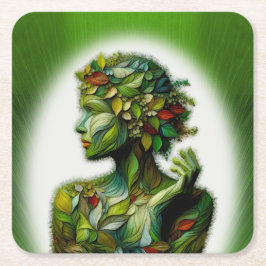 Die grüne Lady Rechteckiger Pappuntersetzer