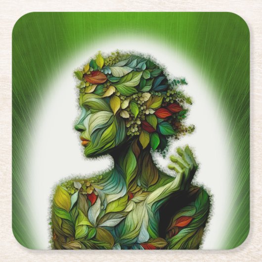 Die grüne Lady Rechteckiger Pappuntersetzer (Vorderseite)