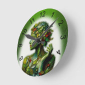 Die grüne Lady Runde Wanduhr (Winkel)