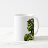 Die grüne Lady - weißer Hintergrund Kaffeetasse (VorderseiteRechts)