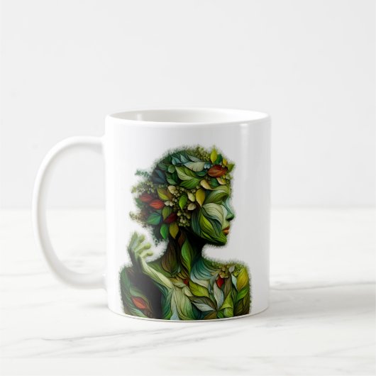 Die grüne Lady - weißer Hintergrund Kaffeetasse (Links)