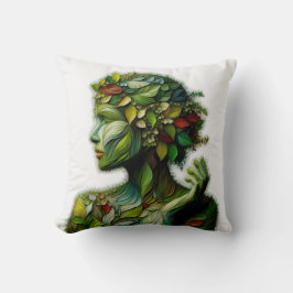 Die grüne Lady - weißer Hintergrund Kissen