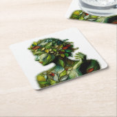 Die grüne Lady - weißer Hintergrund Rechteckiger Pappuntersetzer (angewinkelt)