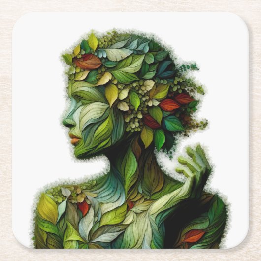 Die grüne Lady - weißer Hintergrund Rechteckiger Pappuntersetzer (Vorderseite)