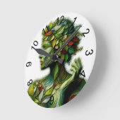 Die grüne Lady - weißer Hintergrund Runde Wanduhr (Winkel)