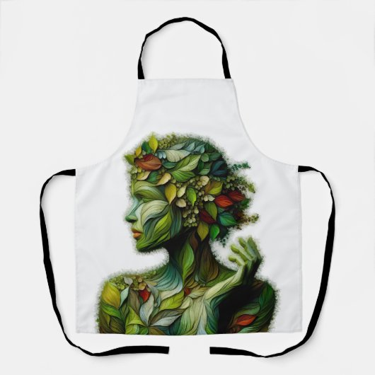Die grüne Lady - weißer Hintergrund Schürze (Vorderseite)