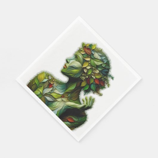 Die grüne Lady - weißer Hintergrund Serviette (Ecke)