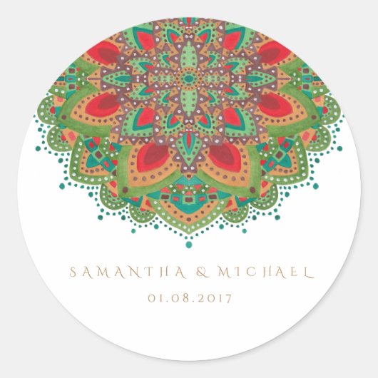 Die grüne Mandala Hochzeit danke dir Sticker (Vorderseite)