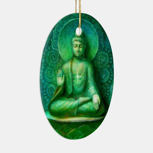 Die grüne ovale Weihnachtsverzierung Buddhas Keramik Ornament (Rechts)