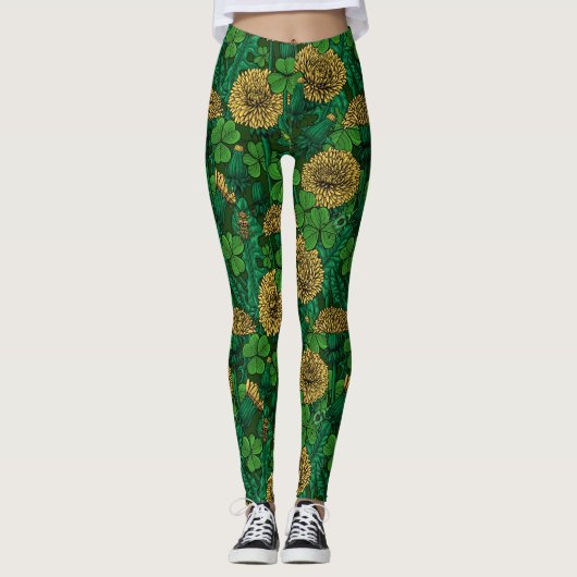 Die grüne und gelbe Wiese Leggings (Vorderseite)