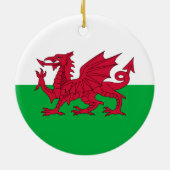 Die grüne und rote Flagge von Wales mit dem Drache Keramik Ornament (Hinten)