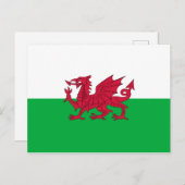 Die grüne und rote Flagge von Wales mit dem Drache Postkarte (Vorne/Hinten)