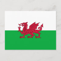 Die grüne und rote Flagge von Wales mit dem Drache