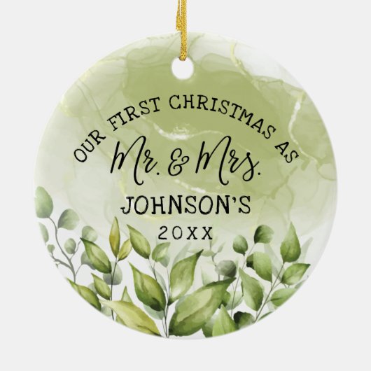 Die Grüne Verlasse die erste Weihnachtszeit als Mr Keramik Ornament (Hinten)