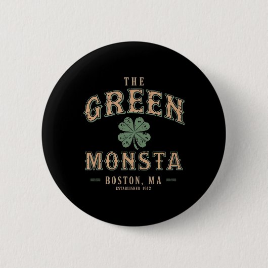 Die grünen Monsta-Outfits St. Patricks Day Boston Button (Vorderseite)