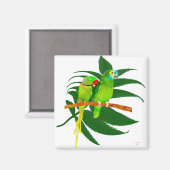 Die grünen Papageien geben Geschenke Magnet (Vorderseite/Rückseite)
